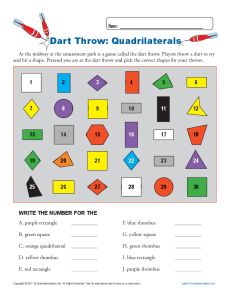 Dart Throw: Quadrilaterals | 3rd Grade Geometry Worksheets
