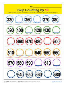 Math Skip Counting by 10 Worksheet