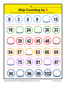 Skip Counting by 3s Worksheets 2nd Grade Math Practice