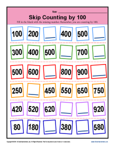 Skip Counting by 100s Worksheets | 2nd Grade Math Activities