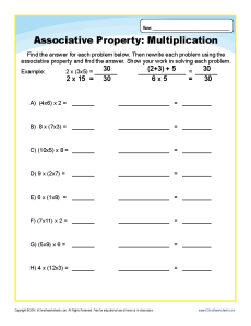 Associative Property Worksheet Problems