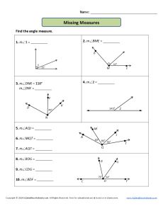 Missing Measures Angle Worksheet | 4th Grade Geometry Worksheets
