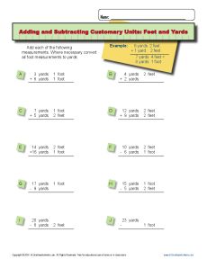 Unit Conversion Worksheet | Adding and Subtracting Feet and Yards
