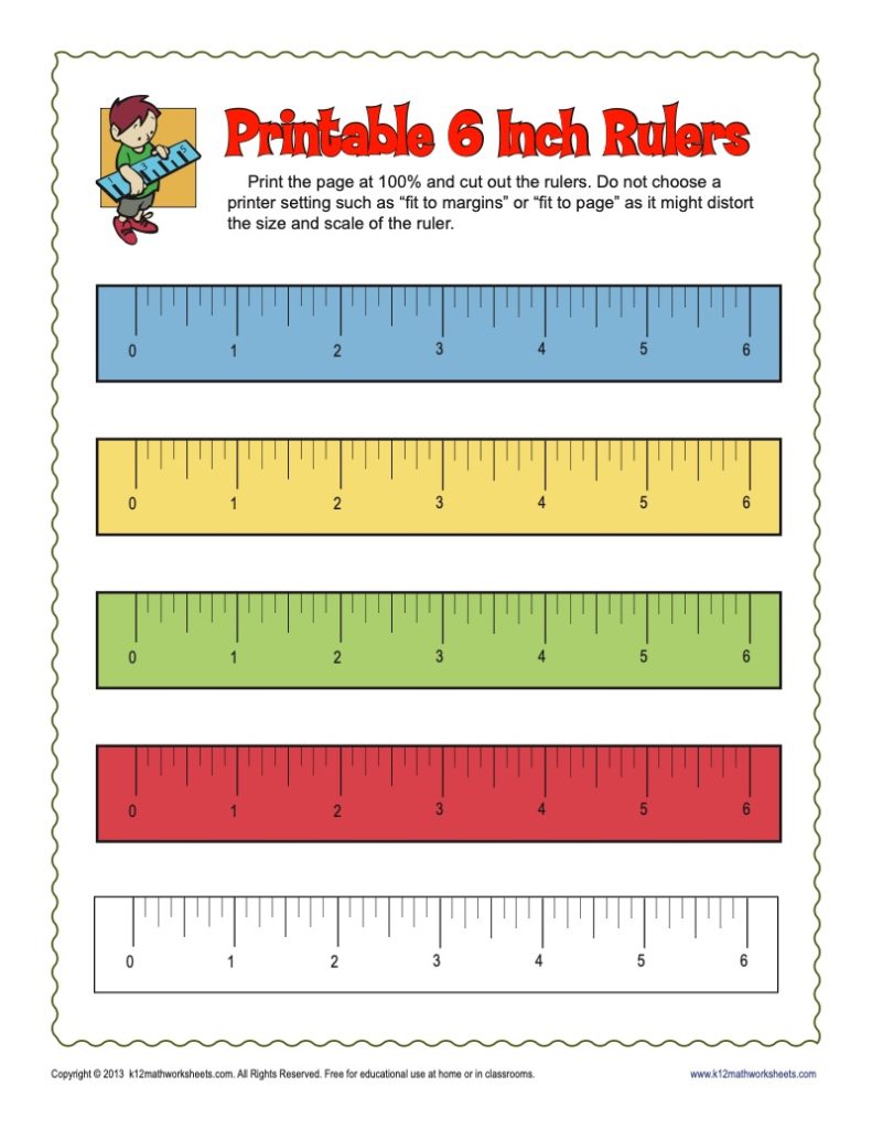 6 inch printable rulers