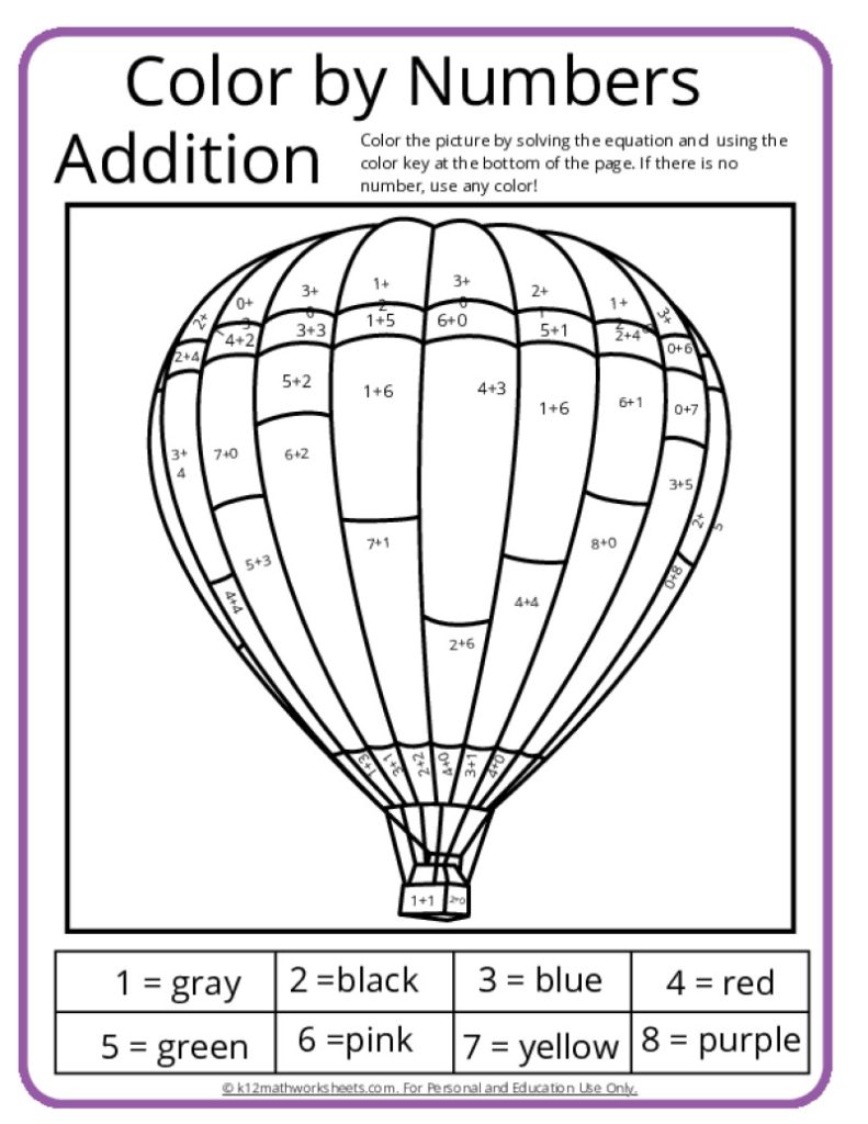 Addition Coloring Page