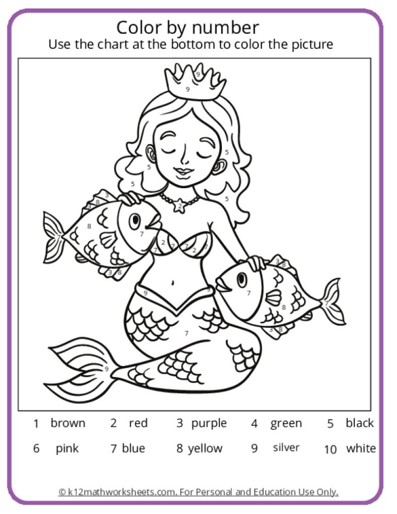 Mermaid Color by Number