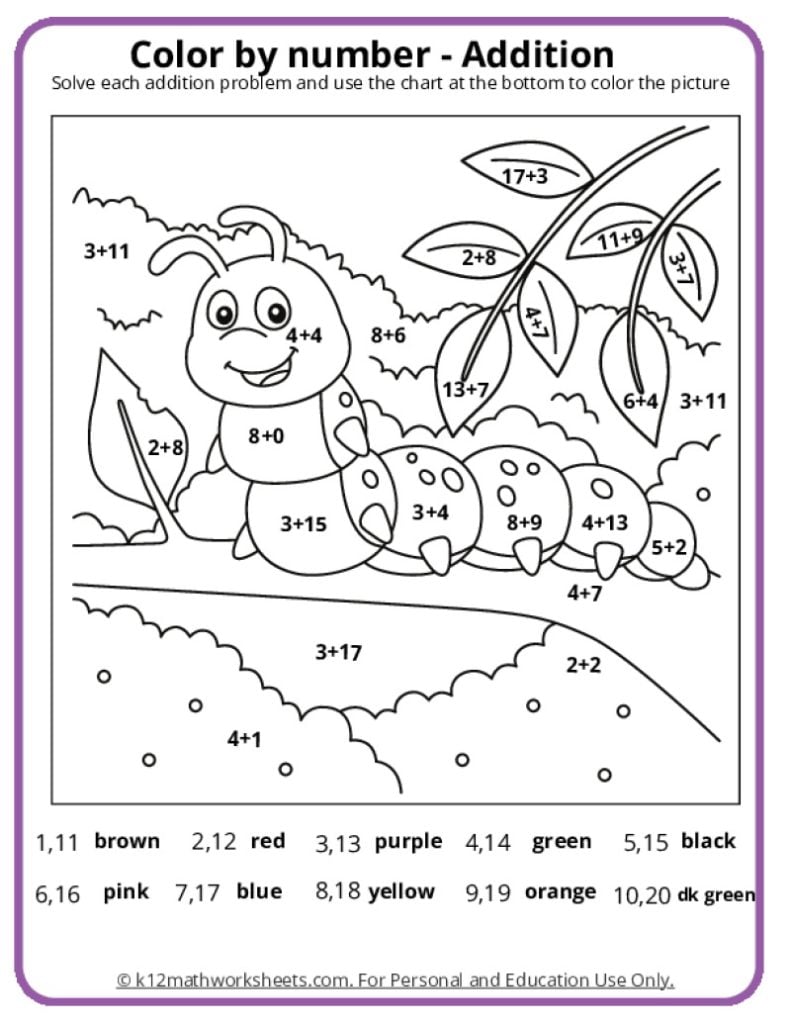 math coloring pages - addition