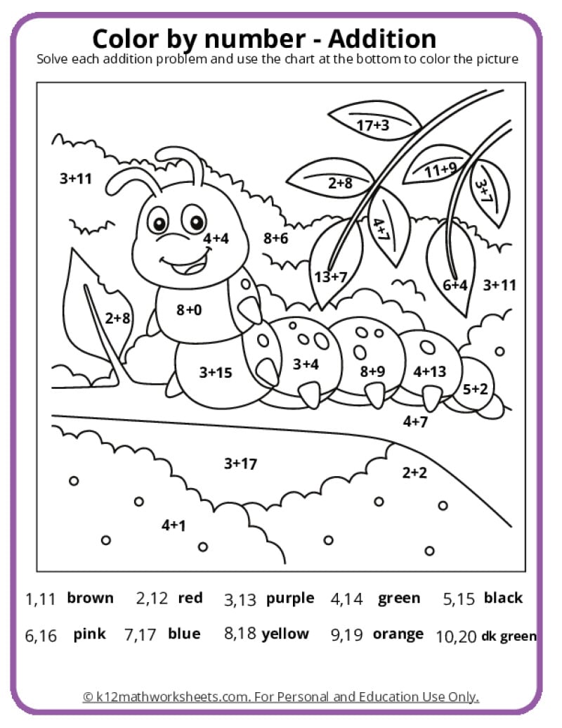 Math Coloring Pages | Printable PDFs by K12mathworksheets.com