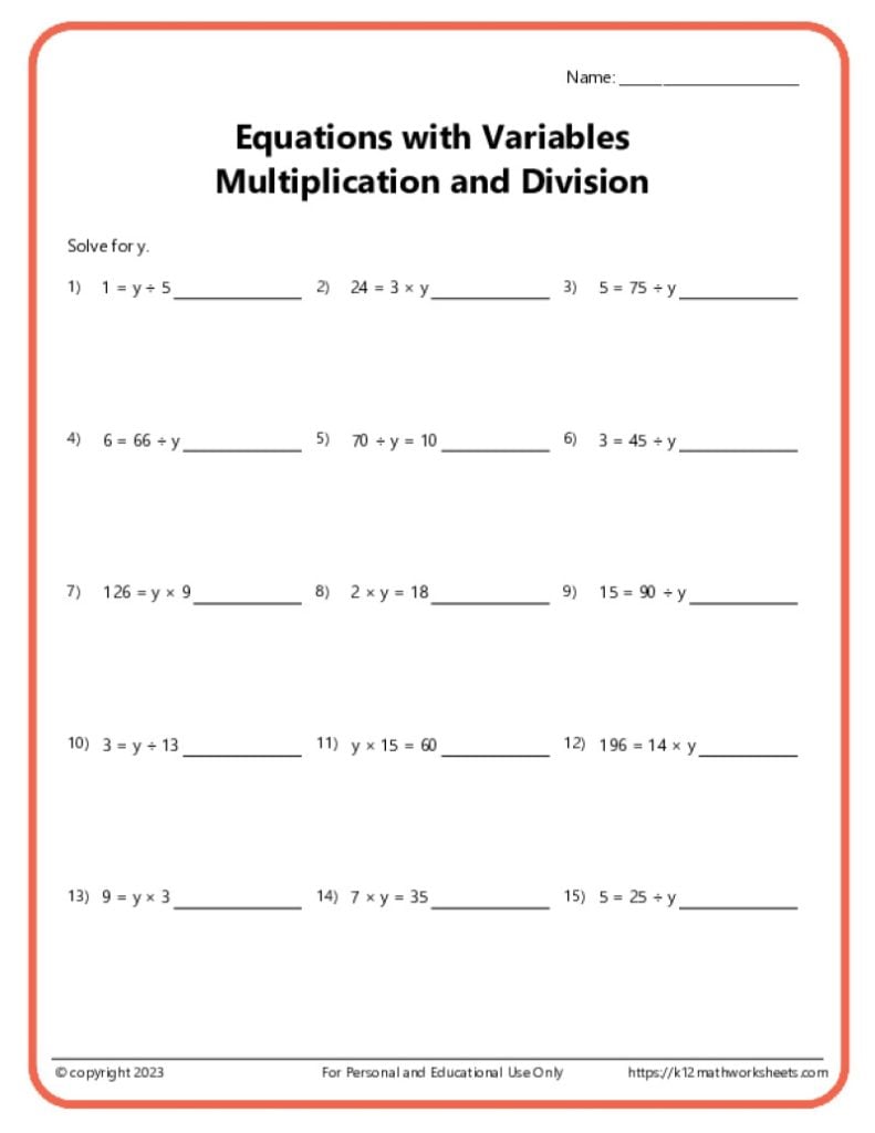Equations with Variables on One Side: Multiplication and Division