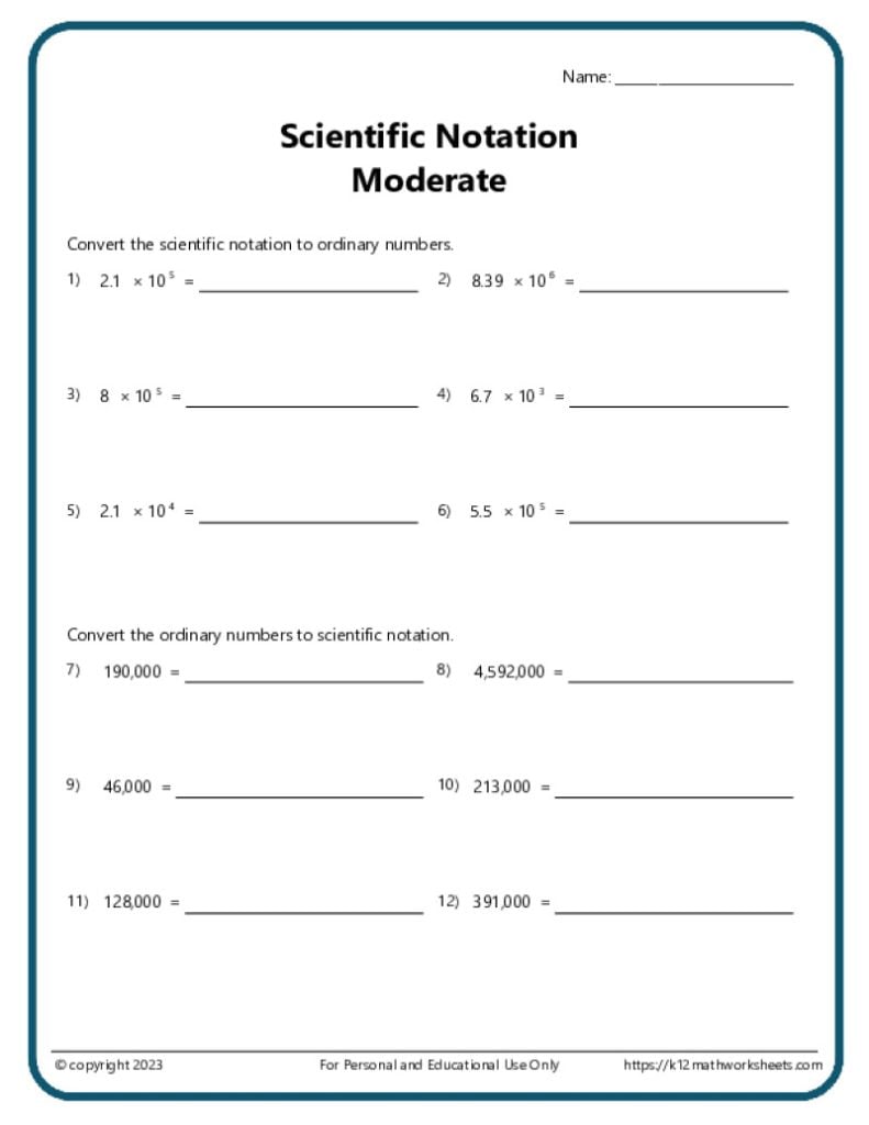 Educational Math Resource: Scientific Notation