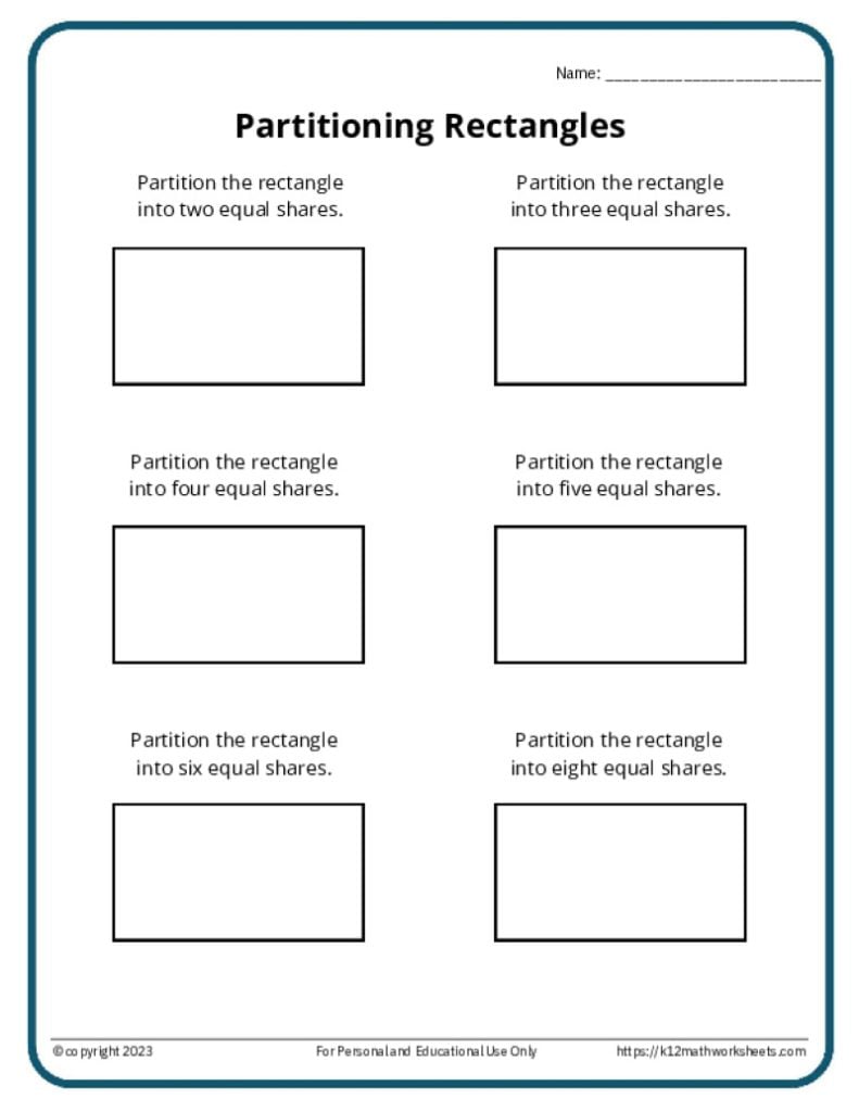 Partitioning Rectangles Printable PDF Worksheet